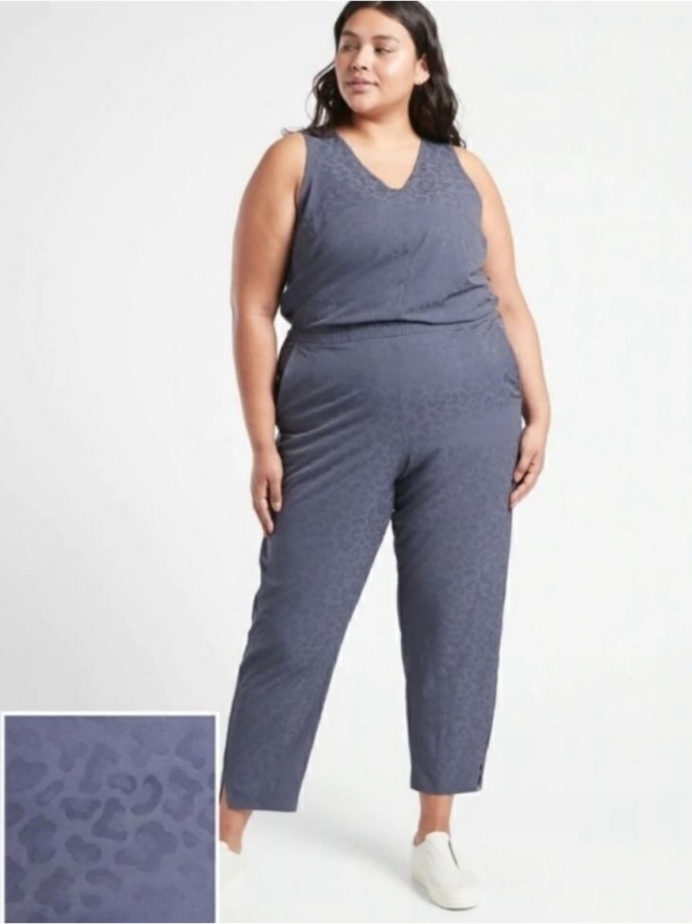 NEW Athleta Women's Plus Size 26 Brooklyn Textured Jumpsuit Blue Violet